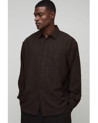 BoohooMAN - Oversized Textured Pleated Shirt - Lyst