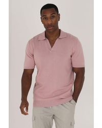 Brave Soul - Pale 'Kenna' Short Sleeve Open Collar Knitted Polo - Lyst