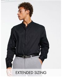 ASOS - Premium Slim Fit Sateen Shirt With Mandarin Collar - Lyst