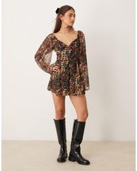 Miss Selfridge - Western Long Sleeve Playsuit - Lyst
