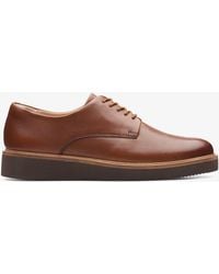 Clarks - Glickly Derby Dark Tan Leather Shoes - Lyst