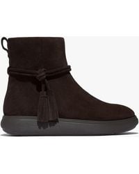 Fitflop - Iq-Comff Tassel Suede Ladies Short Boots Chocolate - Lyst