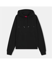 HUGO - Hooded Neck Drop Shoulder Sweatshirt - Lyst