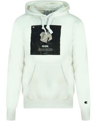 Champion - Icon Logo Weißer Hoodie - Lyst