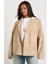 Boohoo - Plus Suede Double Breasted Blazer - Lyst