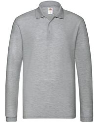 Fruit Of The Loom - Premium Pique Long-Sleeved Polo Shirt (Athletic Heather) - Lyst