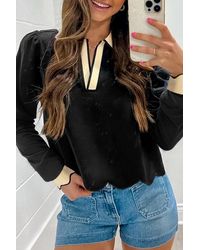 Azura Exchange - V-hals Lange Mouwen Blouse - Lyst