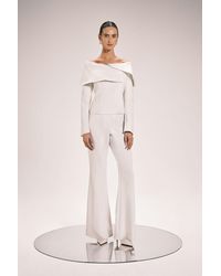 Karen Millen - Compact Stretch Satin Side Tailored Straight Leg Trouser - Lyst