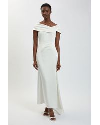 Karen Millen - Tailored Satin Drape Asymmetric Maxi Fishtail Dress - Lyst