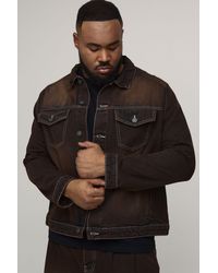 BoohooMAN - Plus Tinted Washed Regular Fit Denim Jacket - Lyst