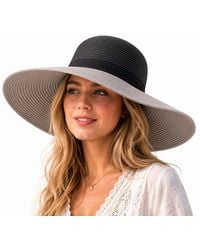 Woodland Leathers - Colour Block Wide Brim Sun Hat Adjustable Beach Hat - Lyst
