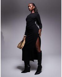 ASOS - Supersoft Long Sleeve Ruched Side Maxi Dress - Lyst