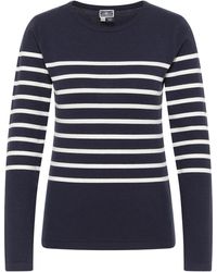 Dreimaster - Gebreide Trui Takelage Marine Wol Wit - Lyst