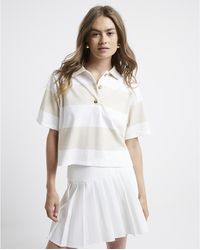 River Island - T-Shirt Stripe Collared Short Sleeve Cotton - Lyst