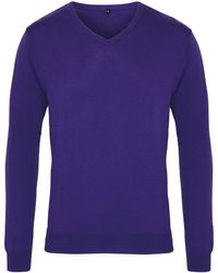 PREMIER - Knitted Cotton Acrylic V Neck Sweatshirt - Lyst