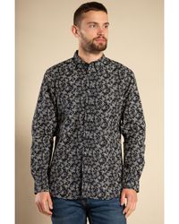 French Connection - Black Cotton Long Sleeve Floral Shirt - Lyst