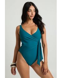 Boohoo - Tummy Control Wrap Detail Swimsuit - Lyst