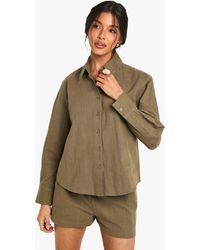 Boohoo - Linen Look Oversized Shirt - Lyst