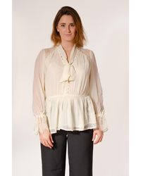 River Island - Tie Neck Dobby Blouse - Lyst