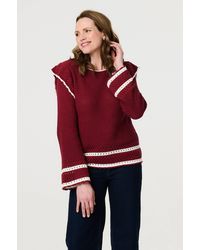 Izabel London - Crochet Knit Frilled Hem Jumper - Lyst