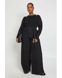 Boohoo - Plus Elasticated Back Tie Wide Leg Jean - Lyst