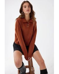 Hiccup - Button Collar Knit Sweater - Lyst
