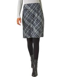Roman - Elastic Waist Check Print Pocket Pencil Skirt - Lyst
