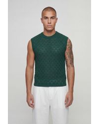 BoohooMAN - Cotton Blend Shrunken Knitted Tank - Lyst
