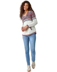 Roman - Nordic Print Knitted Hooded V-Neck Jumper - Lyst
