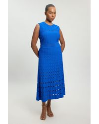 Karen Millen - Plus Size Knit Stitch Detail Sleeveless Midi Dress - Lyst