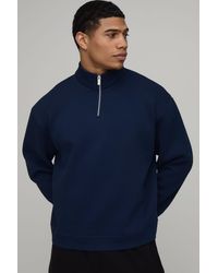 BoohooMAN - Basic Oversized Boxy Quarter Zip Funnel Neck Sweatshirt - Lyst