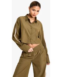 Boohoo - Side Stripe Woven Crop Shirt - Lyst