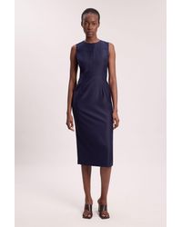 Karen Millen - Tailored Satin Keyhole Cut Out Midi Dress - Lyst