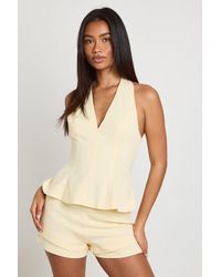 Boohoo - Halter Peplum Tailored Top - Lyst