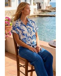 Roman - Paisley Leaf Print Tie Front Top - Lyst