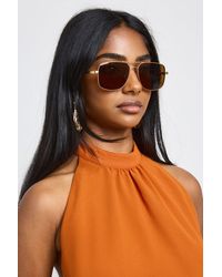 Boohoo - Brushed Framed Aviator Sunglasses Metal - Lyst