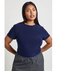 Boohoo - Plus Double Layer Slinky Fitted Bodysuit - Lyst