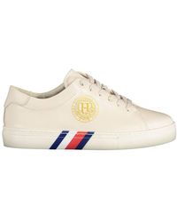 Tommy Hilfiger - Beige Leather Sneaker - Lyst