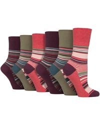 Gentle Grip - 6 Pack Ladies Non Elastic Loose Top Patterned Cotton Rich Socks - Lyst