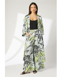 PRINCIPLES - Leaf Print Satin Wide Leg Trousers - Lyst