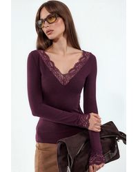 Busem - Long-Sleeve Lace V-Neck Top - Lyst