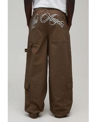 BoohooMAN - Baggy Fit La Gusset Cargo Trousers - Lyst