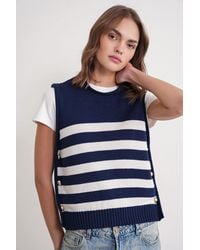 MixRay - Striped Knit Top With Button Detail - Lyst