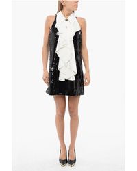 Balmain - Mouwloze Jurk Met Pailletten En Kraagdetails - Lyst