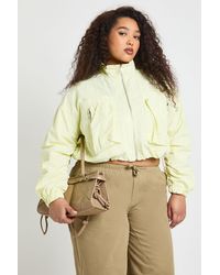 Boohoo - Plus Funnel Neck Cropped Utility Jacket - Lyst