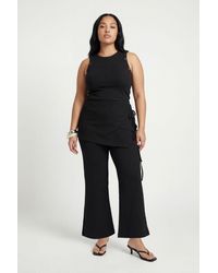 Boohoo - Plus Skirt Wrap Over Ribbed Trouser - Lyst