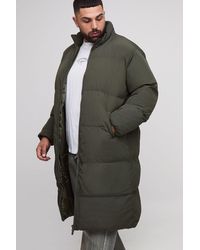 BoohooMAN - Plus Oversized Crinkle Nylon Funnel Neck Longline Puffer Jacket - Lyst