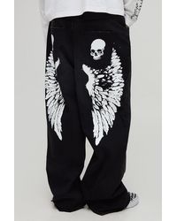 BoohooMAN - Baggy Skater Angel Printed Denim Jeans - Lyst