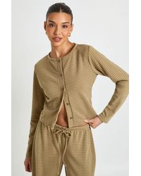 Boohoo - Stripe Button Through Long Sleeve Top - Lyst