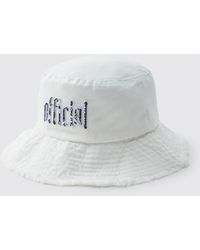 BoohooMAN - Bucket Hat With Distressed Edge Brim & Tapestry Applique - Lyst